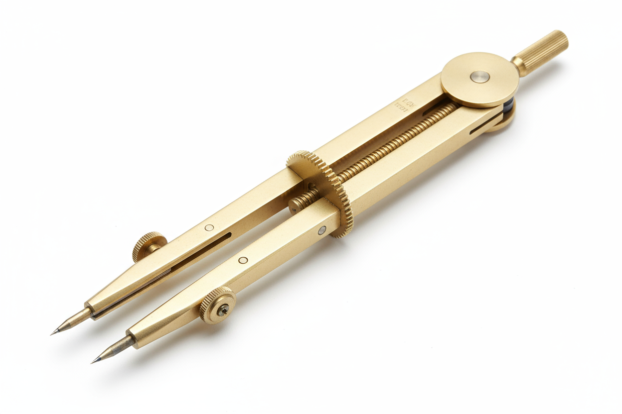 High-quality brass drafting compass with a smooth, precise mechanism for accurate measurements, ideal for architects and designers.